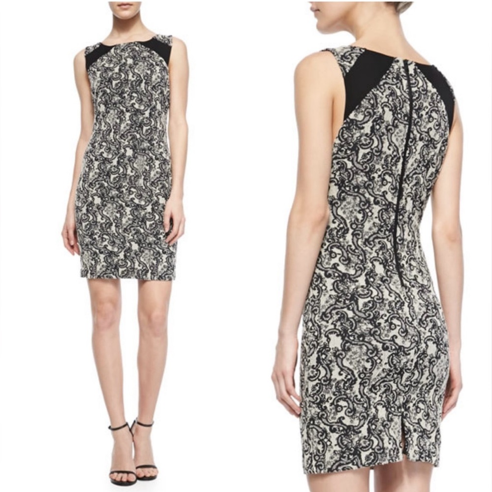 NWT Alice + Olivia Black and Cream Paisley Thalia Cocktail Dress Size 10